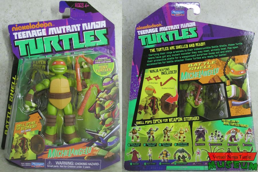 front and back of package with video game sticker