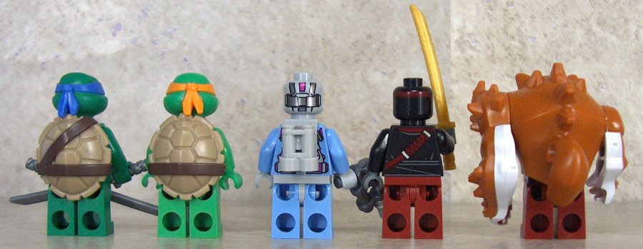 Leo, Mike, Kraang, Foot Soldier and Dogpound rear view