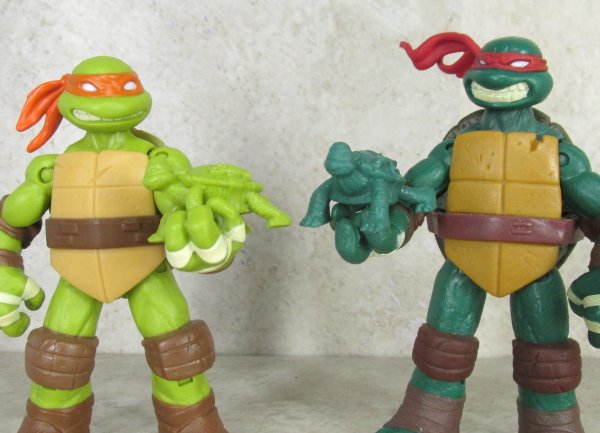 Mikey and Raph with mini figures