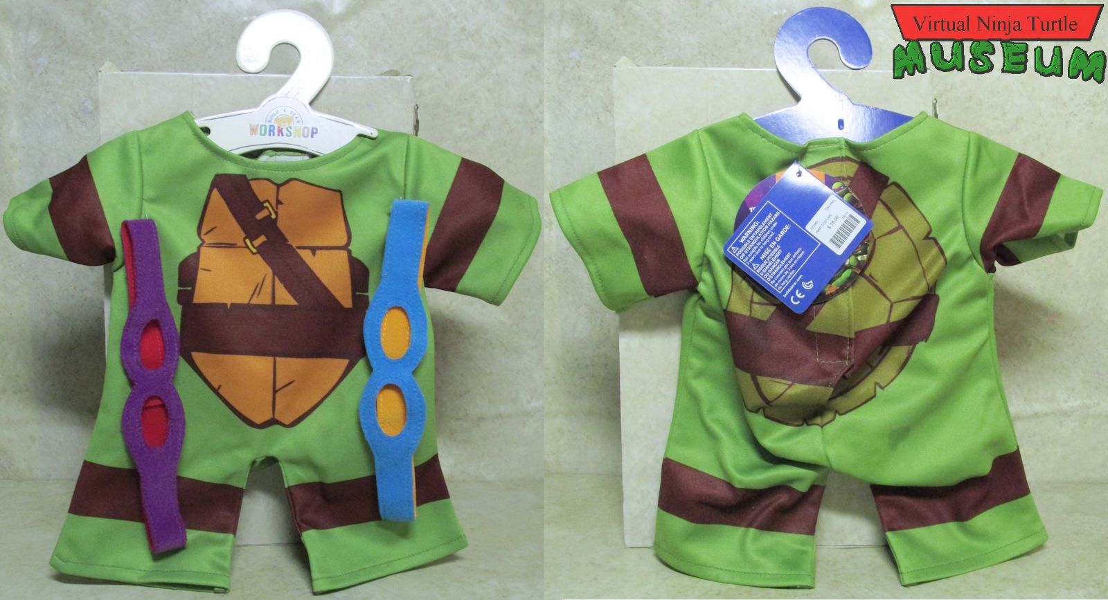 TMNT Outfit with 4 Masks front and back
