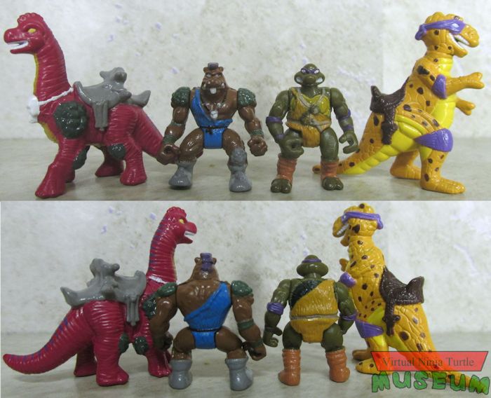 Mini-Mutants Cave-Turtle Donatello, Cave-Beast Bebop, Trippy Tyrannosaurus and Bodacious Brontosaurus