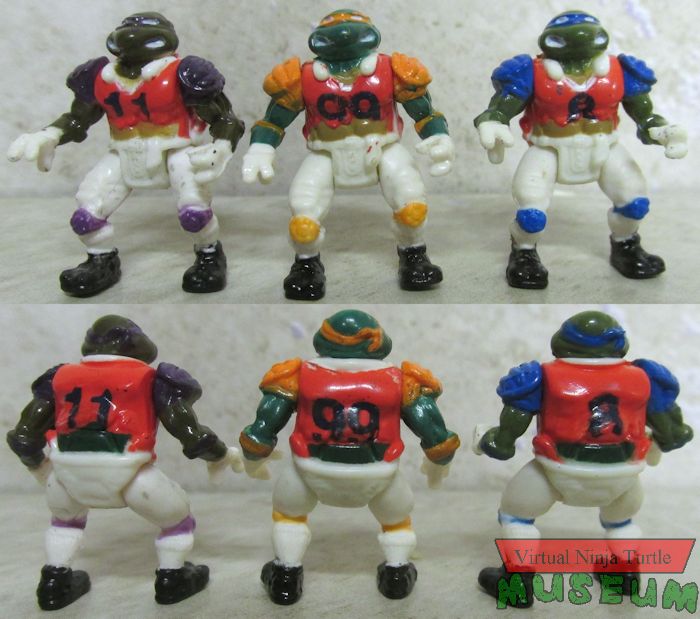 Mini-Mutants Football figures: Leonardo, Donatello and Michaelangelo