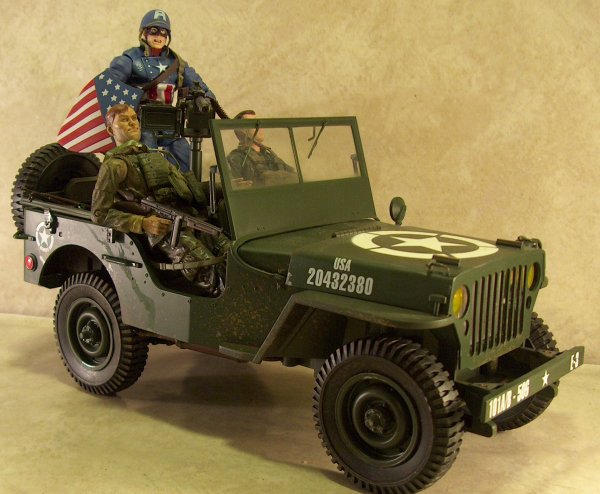 Captain America with Plan B Jeep