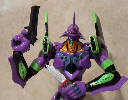 Unit 01 with pistol and knife