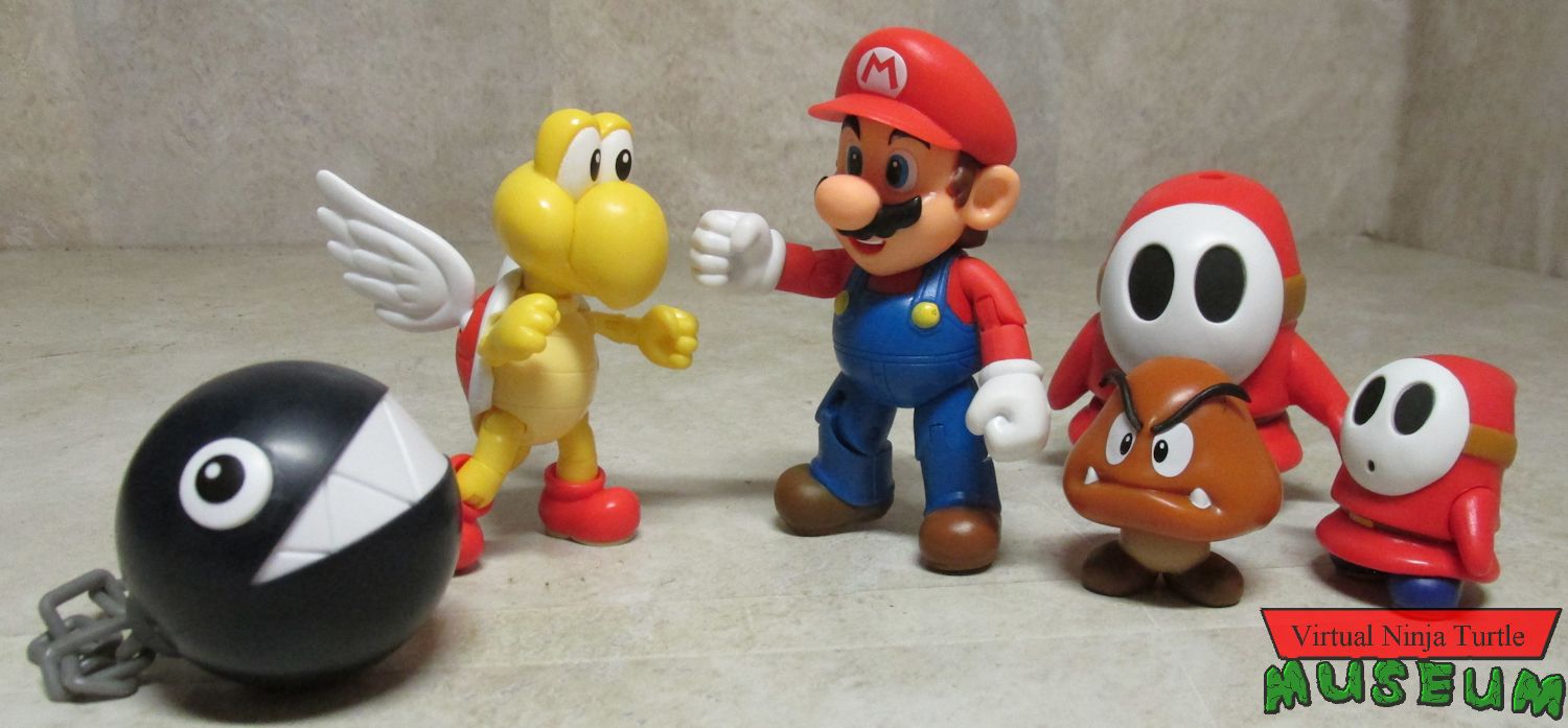 Mario surrounded by enemies