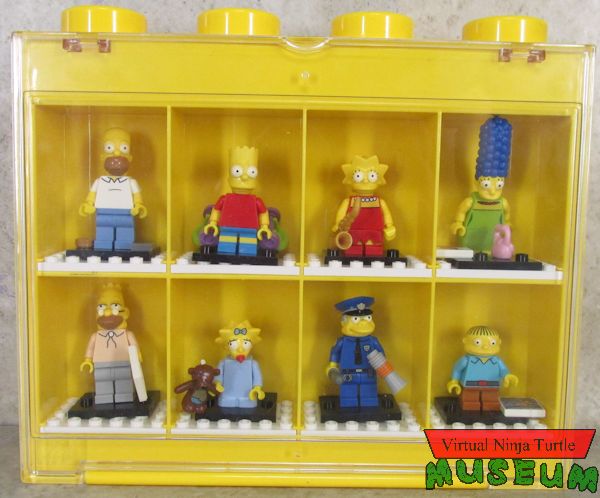minifigure display case with Simpsons figures
